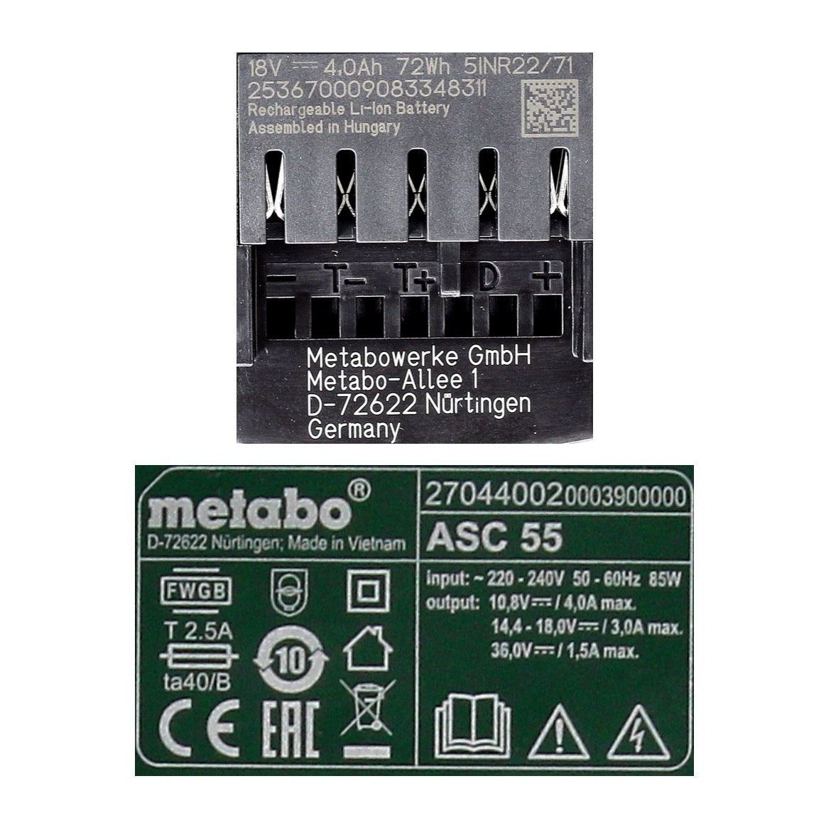 Metabo Akku Basis Set 18V mit 2x Akku LiHD 4,0Ah ( 625367000 ) + Ladegerät ASC 55 ( 627044000 ) Folgemodell vom ASC 30-36 - Toolbrothers