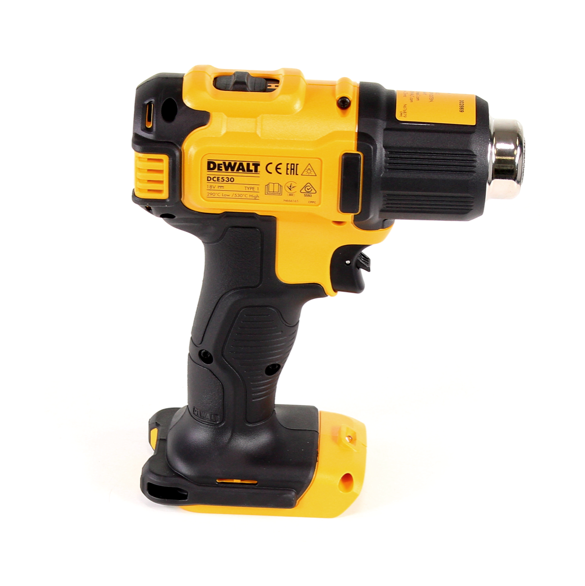 DeWalt DCE 530 P2 Akku Heißluftpistole 18V 530°C + 2x Akku 5,0Ah + 1x Lader + Flächen- und Reflektordüse - Toolbrothers