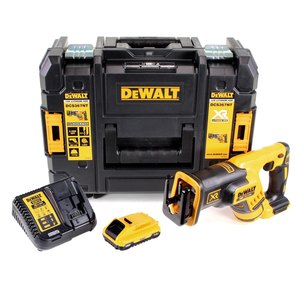 DeWalt DCS 367 L1 Akku Reciprosäge Säbelsäge 18V Brushless + 1x Akku 3,0Ah + Ladegerät + TSTAK - Toolbrothers