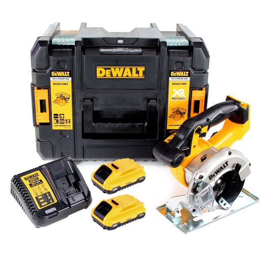 Dewalt DCS 373 L2 Akku Metall Kreissäge 18 V 140 mm + 2x Akku 3,0 Ah + Ladegerät + Sägeblatt + TSTAK - Toolbrothers