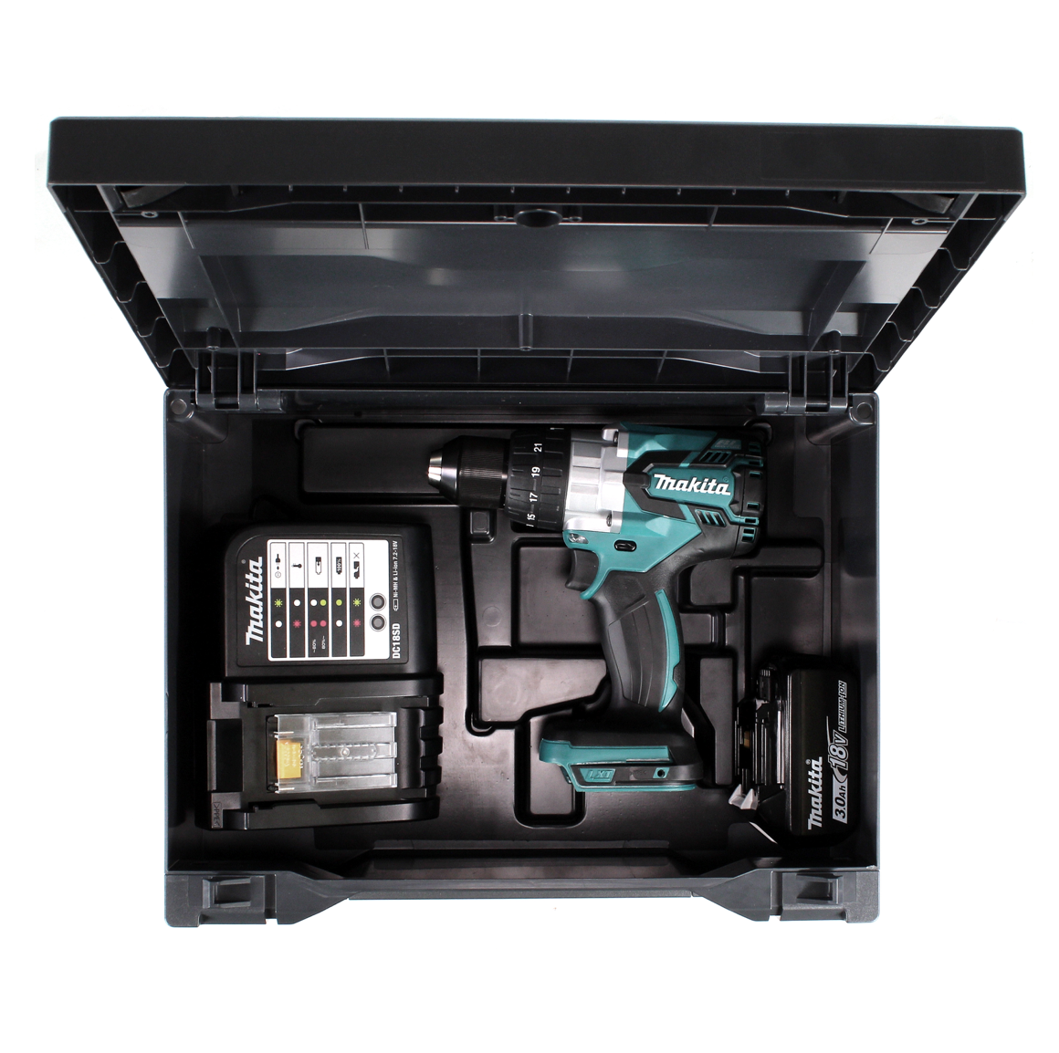 Makita DHP 481 SFX Akku Schlagbohrschrauber Brushless 18 V 115 Nm + 1x Akku 3,0Ah + Ladegerät + Makbox - Toolbrothers