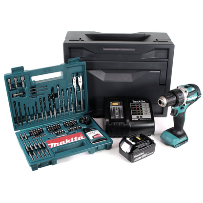 Makita DDF 484 STX Akku Bohrschrauber 18V 54Nm Brushless + 1x Akku 5,0Ah + Ladegerät + 100tlg. Bit Bohrer Set + Makbox - Toolbrothers