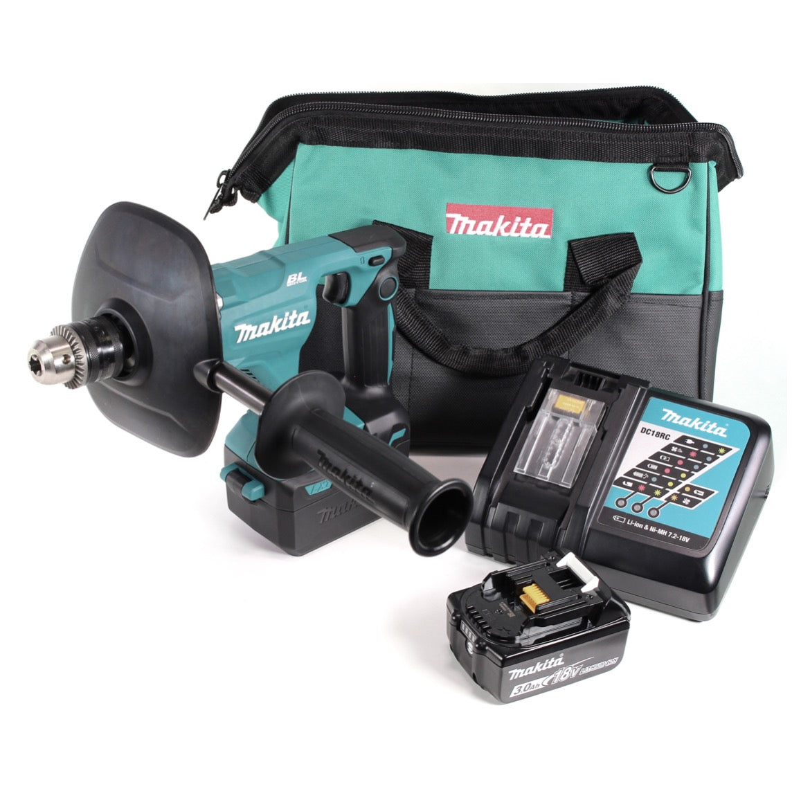 Makita DUT 131 RF1 Akku Rührgerät 18 V Brushless + 1x Akku 3,0 Ah + Ladegerät + Tasche - Toolbrothers