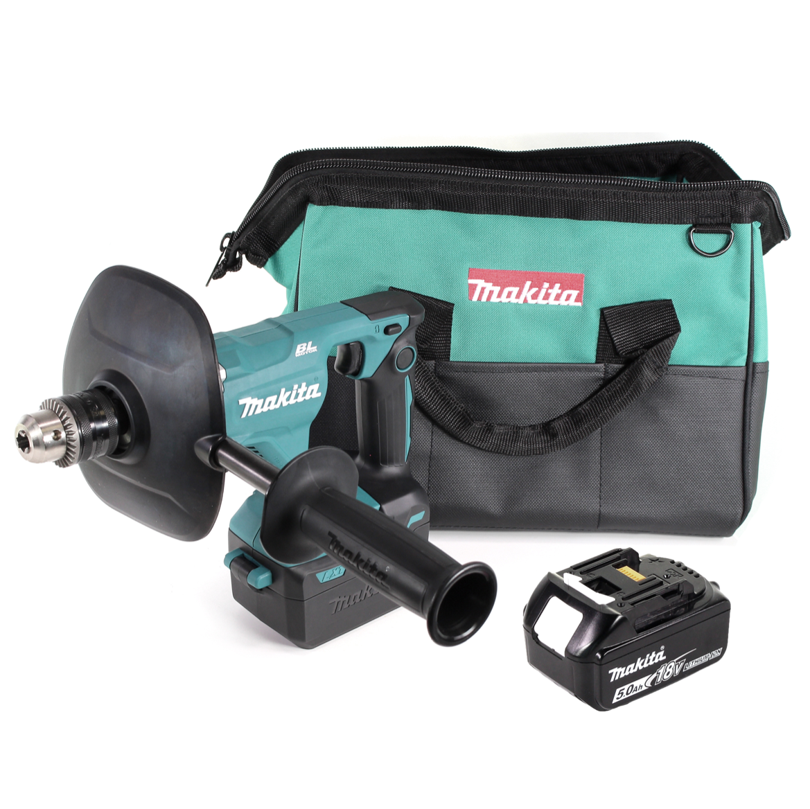 Makita DUT 131 T1 Akku Rührgerät 18 V Brushless + 1x Akku 5,0 Ah + Tasche - ohne Ladegerät - Toolbrothers