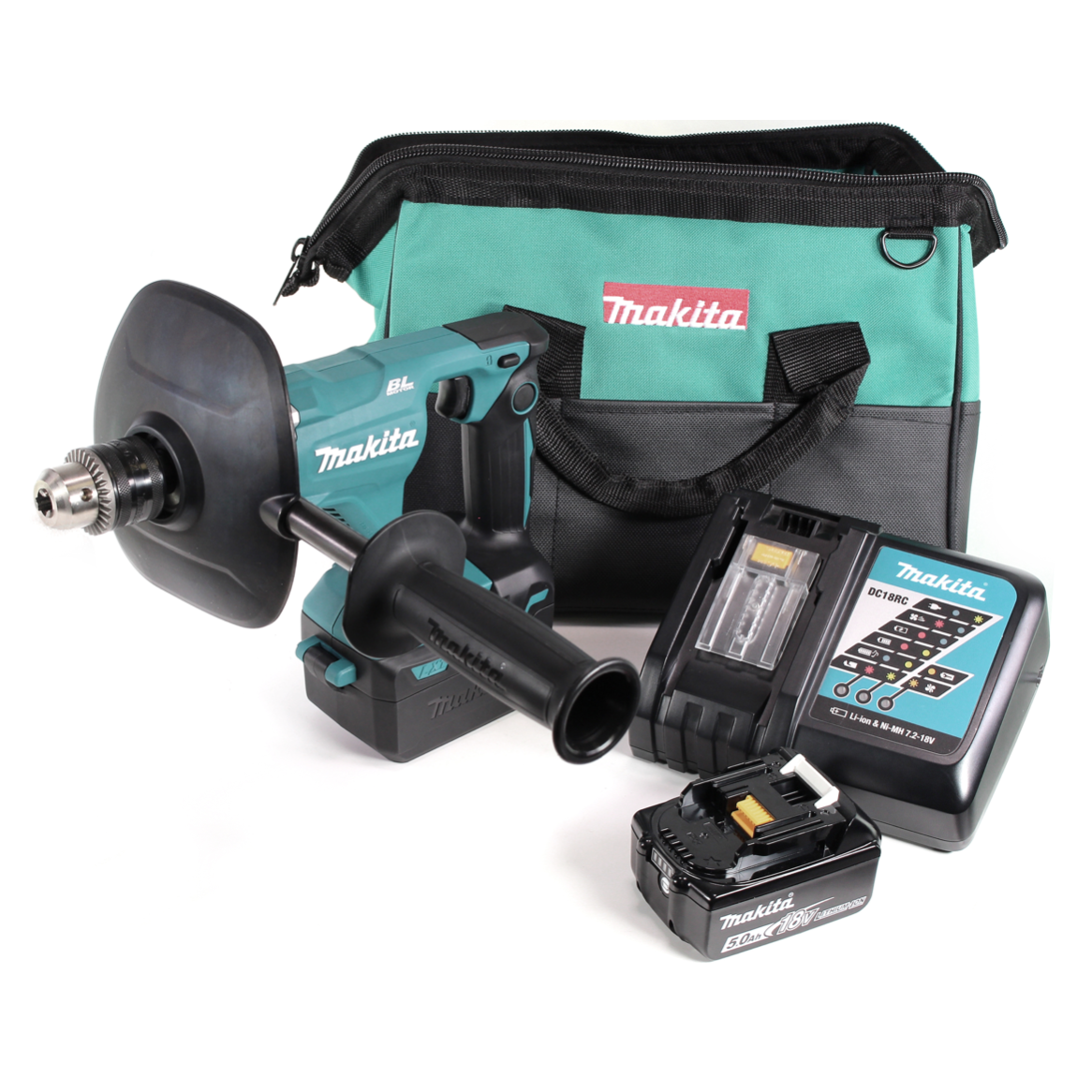 Makita DUT 131 RT1 Akku Rührgerät 18 V Brushless + 1x Akku 5,0 Ah + Ladegerät + Tasche - Toolbrothers