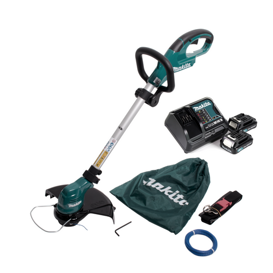 Makita UR 100 DSAE Akku Rasentrimmer 10,8V + 2x Akku 2,0Ah + Lader + 1x Fadenkopf und Zubehör - Toolbrothers