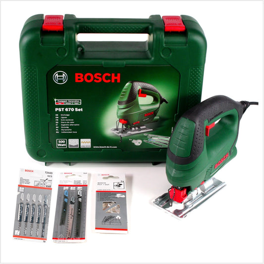 Bosch Heimwerker PST 670 (CT) Stichsäge 500W + 5x Stichsägeblätter T 244 D + 3x Stichsägeblätter + Koffer - Toolbrothers