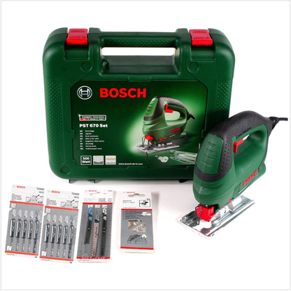 Bosch Heimwerker PST 670 (CT) Stichsäge 500W + 10x Stichsägeblätter T 244 D + 3x Stichsägeblätter + Koffer - Toolbrothers