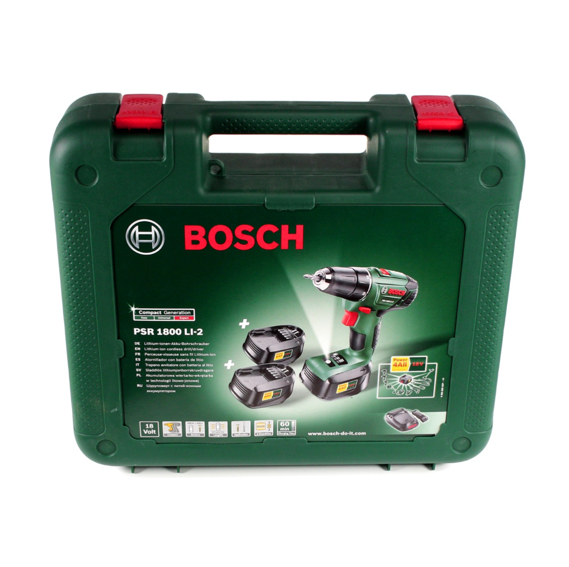 Bosch Heimwerker PSR 1800 Li-2 3X 18 V Akku Bohrschrauber + 26tlg. Bit Bohrer Set + 3 x Akku 1,5Ah + Ladegerät + Koffer - Toolbrothers