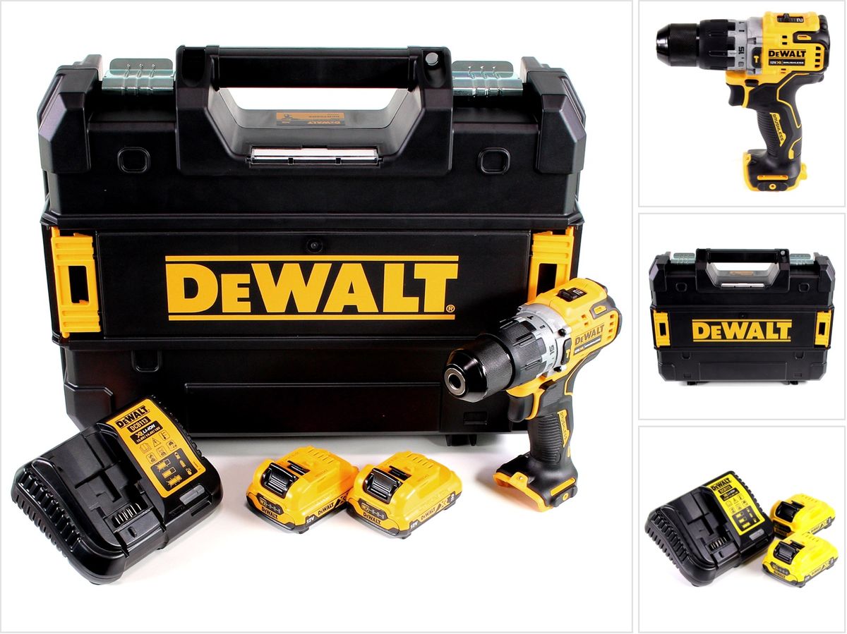 DeWalt DCD 706 D2 Akku Schlagbohrschrauber 12V 57,5Nm Brushless + 2x Akku 2,0Ah + Ladegerät + TSTAK - Toolbrothers