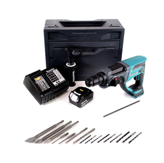 Makita DHR 202 ST1X Akku Kombihammer 18V 2,0J SDS Plus + 1x Akku 5,0Ah + Ladegerät + 16tlg. Meißel Bohrer Set + Makbox - Toolbrothers