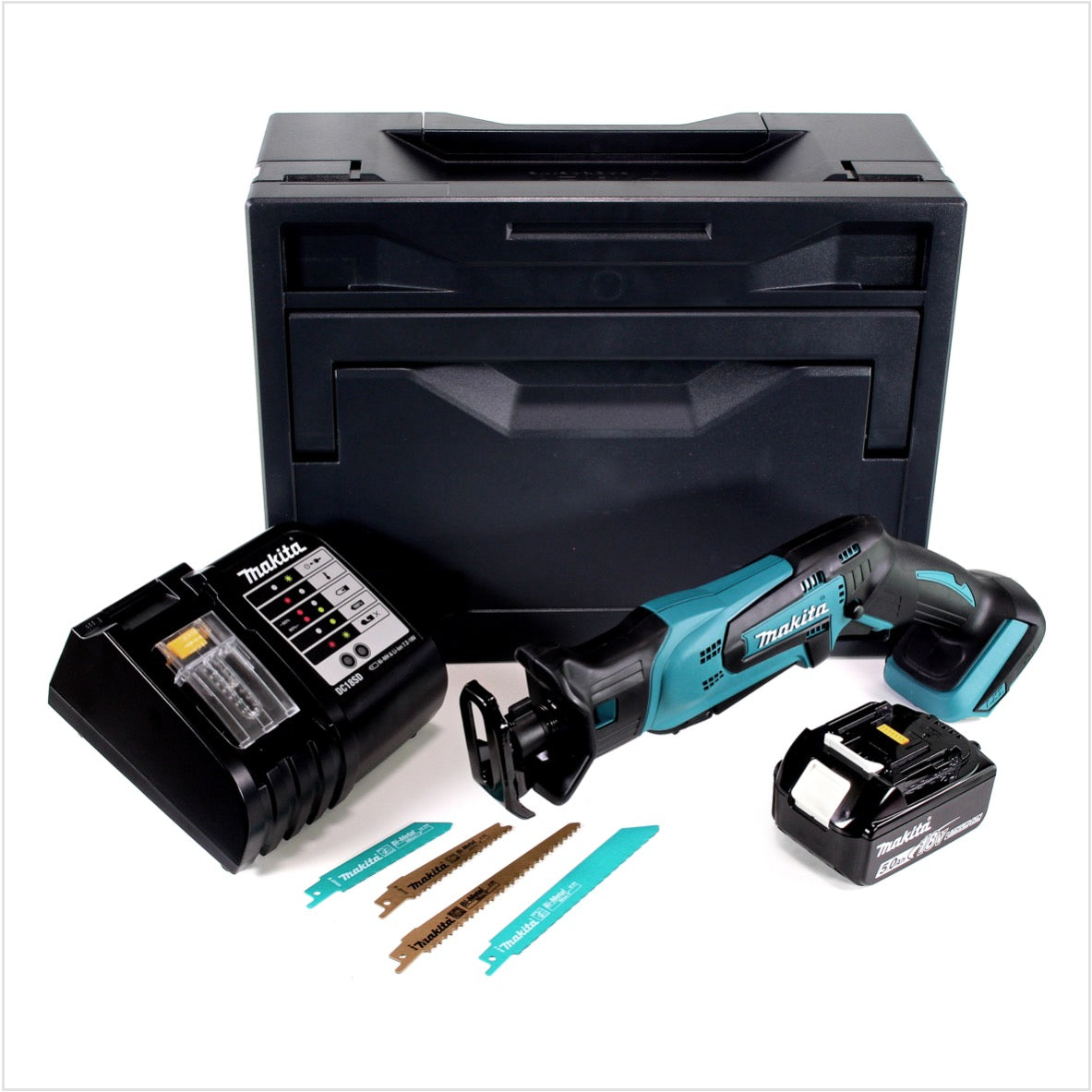 Makita DJR 183 STX Akku Reciprosäge/Säbelsäge 18V + 2x Sägeblatt + 1x Akku 5,0Ah + Ladegerät + Makbox - Toolbrothers