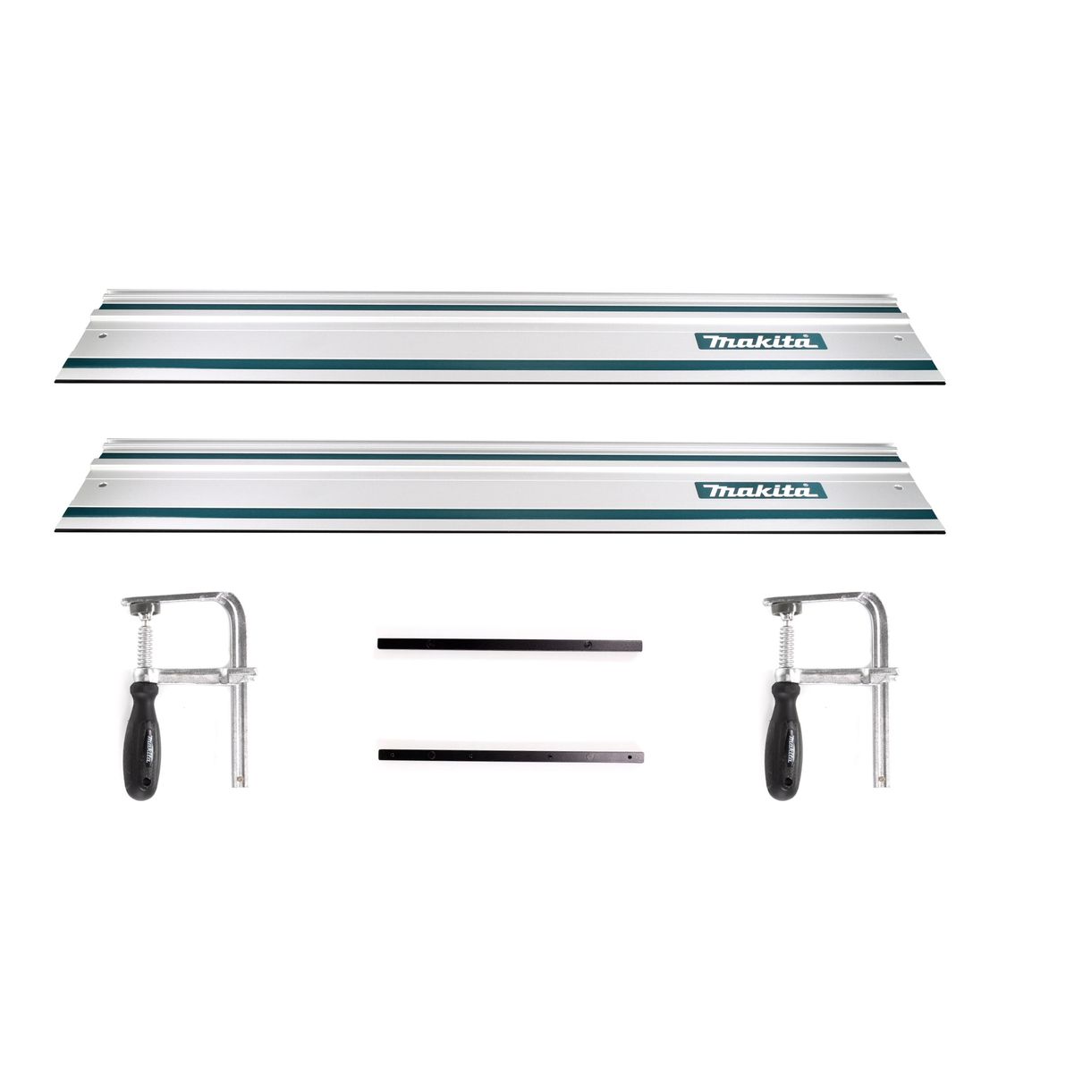 Makita Führungsschienen Set 2x Führungsschiene 1000mm + 2x Führungsschienenverbinder + 2x Schraubzwingen - Toolbrothers