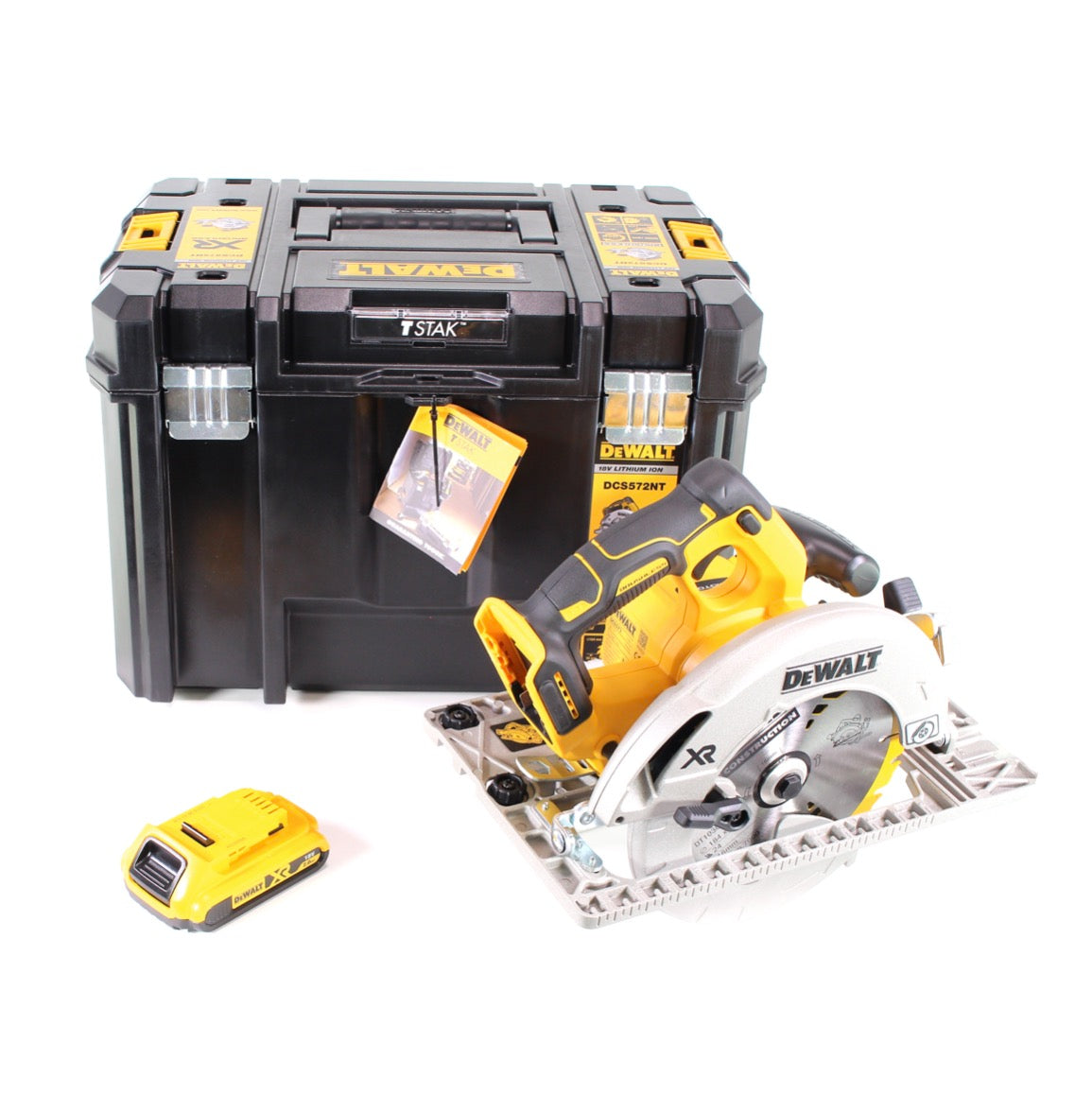 DeWalt DCS 572 NT Akku Handkreissäge 18V 184 x 16 mm Solo + 1x Akku 2,0Ah + T-STAK - ohne Ladegerät - Toolbrothers