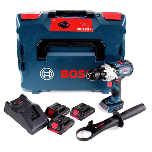 Bosch GSB 18V-110 C Perceuses-visseuses à percussion sans fil Professional 18V 110Nm + 3x Batteries ProCore 4,0 Ah + Chargeur + Coffret de transport L-Boxx ( 0615990L4N )