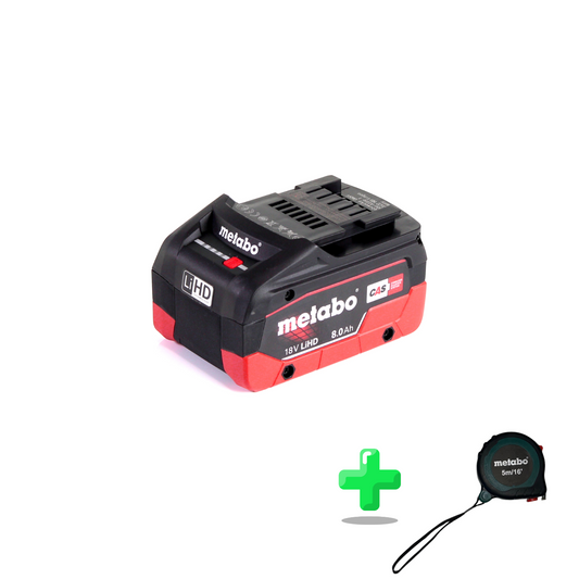 Batterie Metabo LiHD Batterie Li-Ion 18 V 8,0 Ah (625369000) Système CAS + mètre ruban Metabo 5 mètres