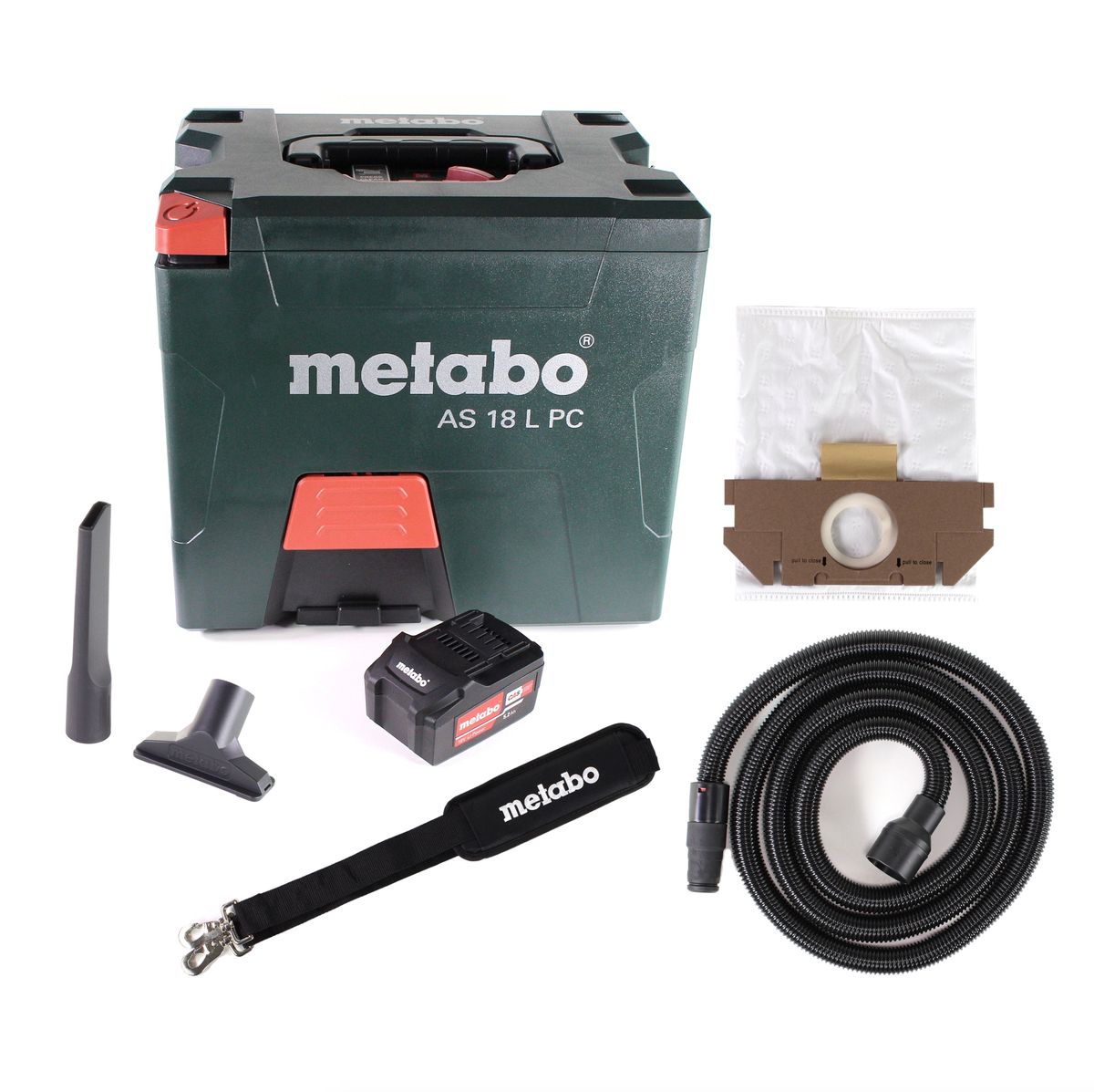 Metabo AS 18 L PC Akku Sauger 18V 7,5L ( 602021850 ) + 1x Akku 5,2Ah - ohne Ladegerät