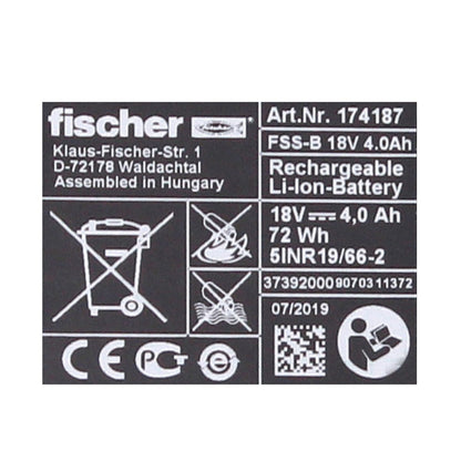 Fischer Akku Set 18V mit 2x FSS-B Li-Ion Akku 18V 4,0 Ah ( 552930 ) CAS Partner - Toolbrothers