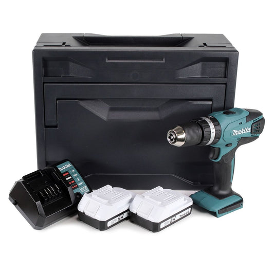 Makita HP 457 DWEX perceuse à percussion sans fil 18V 42Nm série G + 2x batteries 1,5Ah + chargeur + insert + Makbox