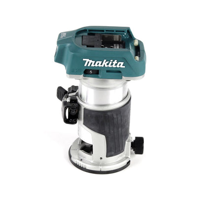 Fraiseuse multifonctionnelle à batterie Makita DRT 50 SF 18V sans balais + 2x batteries 3,0Ah + chargeur + adaptateur de rail de guidage + rail de guidage 1000mm