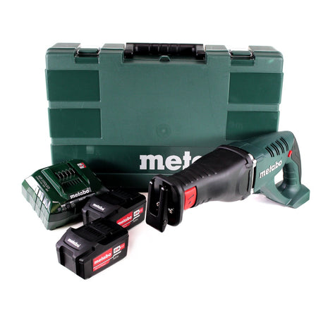 Sierra sable a batería Metabo ASE 18 LTX + 2x baterías 5.2Ah + cargador + estuche (602269650)