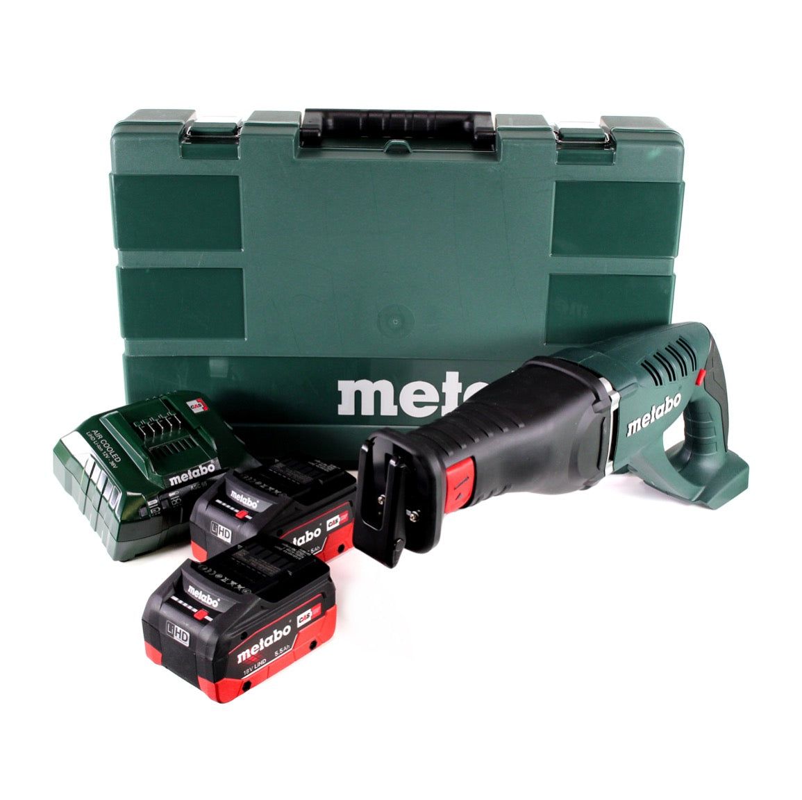 Metabo Akku Säbelsäge ASE 18 LTX + 2x Akku 5,5Ah + Ladegerät + Koffer ( 602269660 )