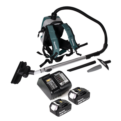 Makita DVC 261 SFX15 Akku Rucksackstaubsauger 36V (2x 18V) 2L Brushless + 2x Akku 3,0Ah + Ladegerät