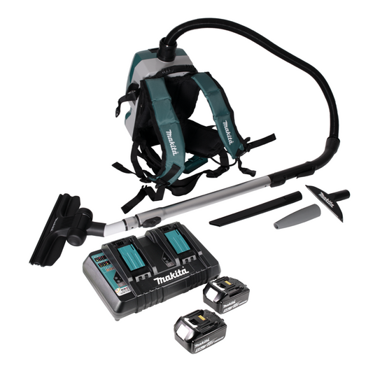 Makita DVC 261 PTX15 Akku Rucksackstaubsauger 36V (2x 18V) 2L Brushless + 2x Akku 5,0Ah + Ladegerät