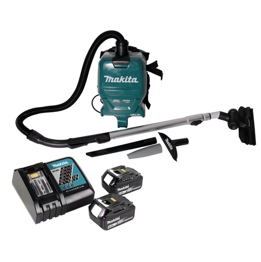 Makita DVC 261 RGX15 Aspirateur dorsal sans fil 36V (2x 18V) 2L brushless + 2x Batteries 6.0Ah + Chargeur