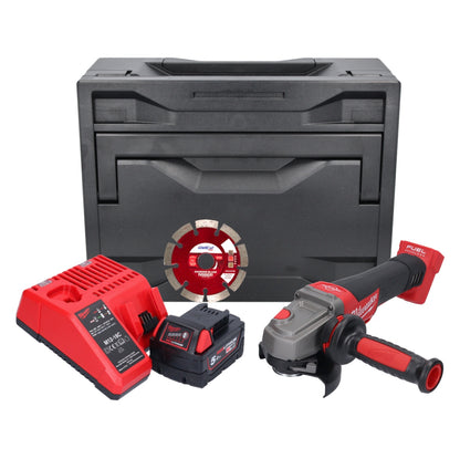 Meuleuse d'angle sur batterie Milwaukee M18 CAG115XPDB-501M 18 V 115 mm sans balais + 1x batterie 5,0 Ah + chargeur + disque à tronçonner + M-Box