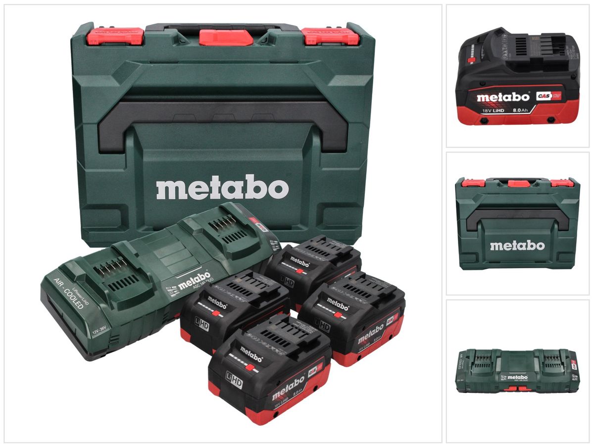 Metabo Basis Set LiHD 18 V + 4x Akku 8,0 Ah + Doppelladegerät + metaBOX ( 685135000 ) - Toolbrothers