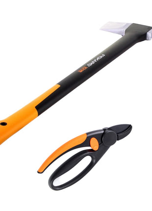 Fiskars X21 Axt Spaltaxt - L 3D 71cm 1,6kg ( 1015642 ) + Fiskars P43 Amboss Gartenschere Elegance Fingerloop 20mm ( 1001535 )