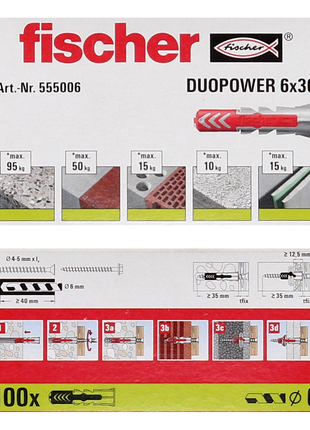 Fischer Spreizdübel DUOPOWER 6x30mm 1000 Stk. ( 10x 555006 )