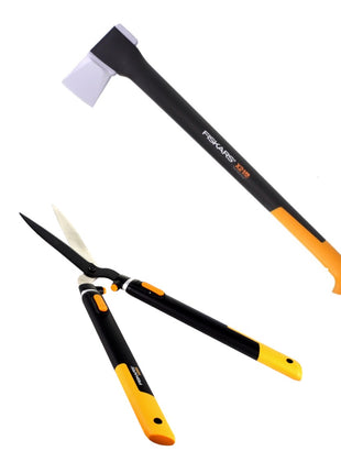 Fiskars X21 Axt Spaltaxt - L 3D 71cm 1,6kg ( 1015642 ) + Fiskars Teleskop Heckenschere HS86 ( 1013565 ) SmartFit für Hecken und Büsche 68 cm auf 93 cm