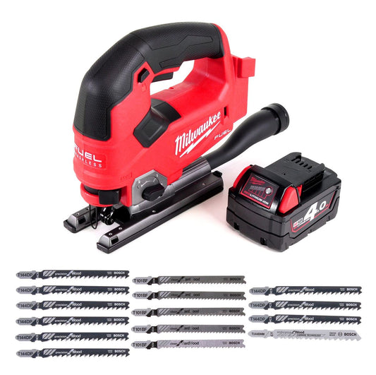 Scie sauteuse Milwaukee M18 FJS-401 18V brushless + 1x batterie 4,0Ah + 16x lame de scie sauteuse - sans chargeur