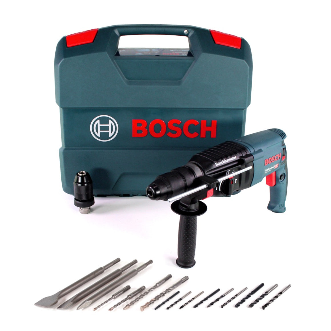 Marteau perforateur Bosch GBH 2-26 F 830W 2,7J SDS-plus + 16 pièces. Coffret de burins + coffret