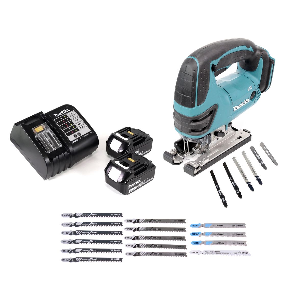 Makita DJV 180 SF batterie scie sauteuse 18V + 2x batteries 3,0Ah + chargeur + 21x lame de scie sauteuse