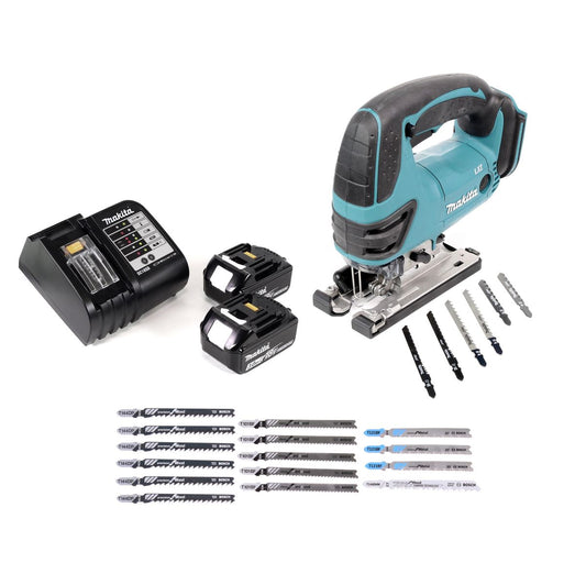 Makita DJV 180 SF Akku Stichsäge 18V + 2x Akku 3,0Ah + Ladegerät + 21x Stichsägeblatt