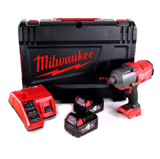 Clé à chocs sans fil Milwaukee M18 ONEFHIWF34 402X 3/4" 18V 1627Nm + 2x batterie 4,0Ah + chargeur + boîtier HD