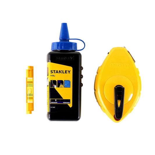 Stanley FatMax Cordeau traceur 30m (0-47-443) + 1x Biberon de poudre de traçage 115g + 1x Niveau à bulle