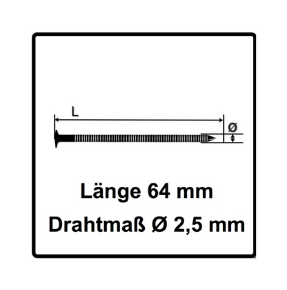 Bostitch IC70-1-E Druckluft Coilnagler CT38-70mm 4,9-7,0bar + Coilnägel 2,5x64mm Ringschaft blank