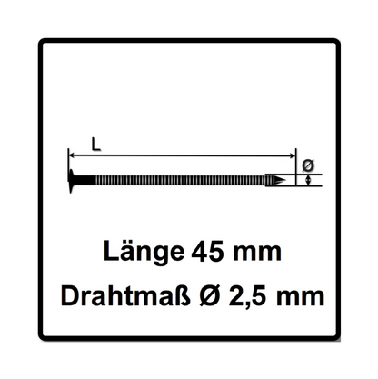 Cloueur à bobine d'air comprimé Bostitch IC70-1-E CT38-70mm 4,9-7,0bar + clou à bobine Prebena 2,5x45mm tige annulaire vierge