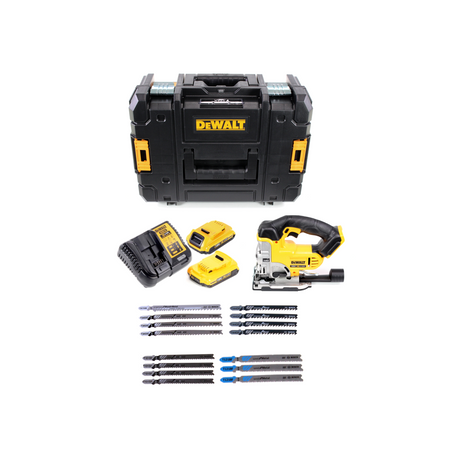 DeWalt DCS 331 N Akku Stichsäge + 2x Akku 2Ah + Ladegerät + Bosch-Stichsägeblatt Set + TSTAK