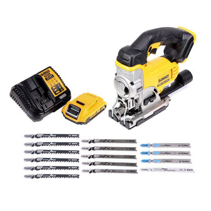 Scie sauteuse à batterie DeWalt DCS 331 D1 18V + 1x batterie 2,0Ah + chargeur + 15x lame de scie sauteuse