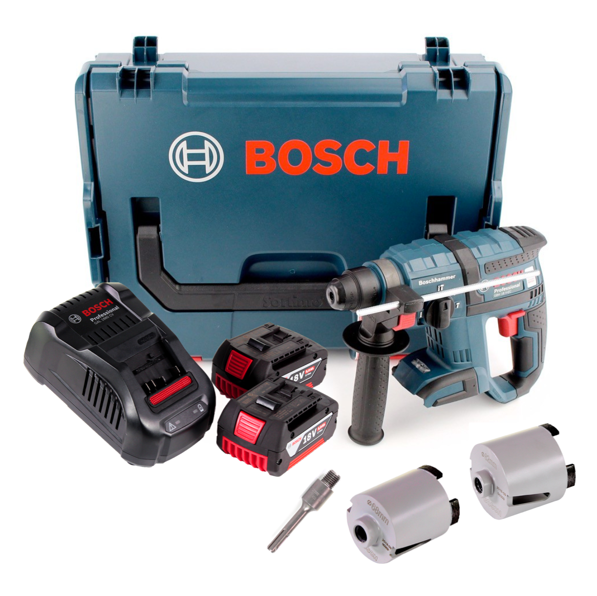 Marteau perforateur sans fil Bosch GBH 18 V-EC 18V 1,7J SDS-plus sans balais + 2x batteries 5,0Ah + chargeur + accessoires forets à douille + L-Boxx