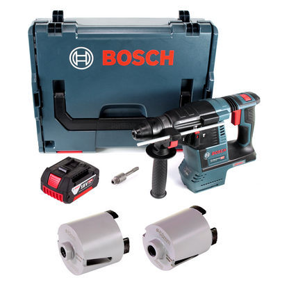 Perceuse à percussion sans fil Bosch GBH 18V-26 18V 2,6J SDS-plus brushless + 1x batterie 5,0Ah + accessoires couronnes de douilles + L-Boxx - sans chargeur