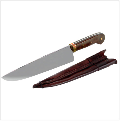 Serra Grande "Picanheira" Cuchillo de cocina brasileño Picanha cuchillo de chef forjado a mano hoja de 25,4 cm + funda de cuchillo de cuero genuino