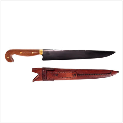 Serra Grande "Faca de Tala Carbono" traditionelles brasilianisches Küchenmesser Kochmesser handgeschmiedet CARBON 25,4 cm Klinge + echt Leder Messerscheide