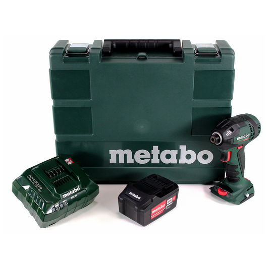 Clé à chocs sans fil Metabo SSD 18 LTX 200 BL 18V 1/4" 200Nm brushless + 1x batterie 5,2Ah + chargeur + coffret