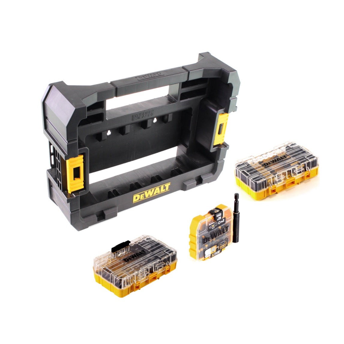 DeWalt DWST1-71229 TSTAK Chariot empilable pour planche à roulettes + DWST 1-70706 TSTAK IV + CADDY Box + Foret et foret à pierre FlexTorq Set 75 pièces